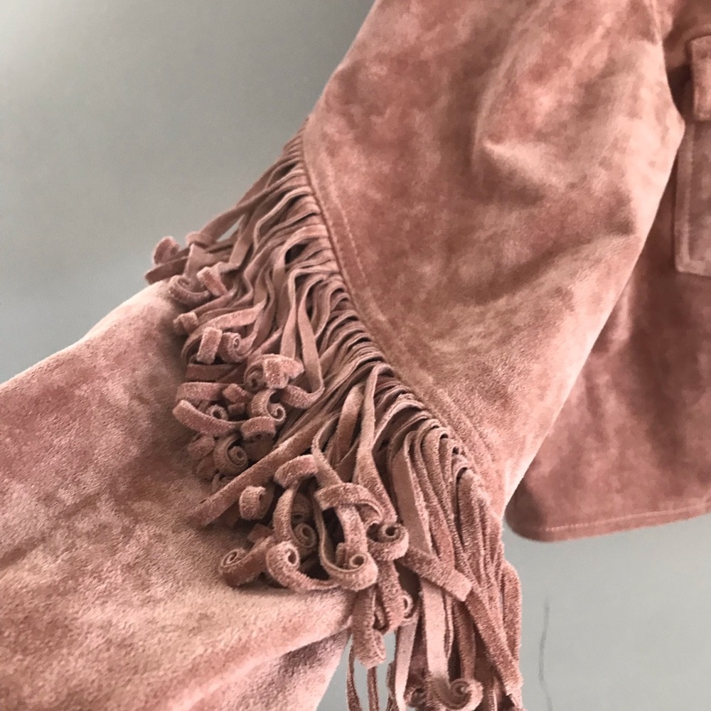 BlankNYC Rose Vegan Suede Fringe Western Style Crop Jacket Bomber Jacket - Picture 2 of 12